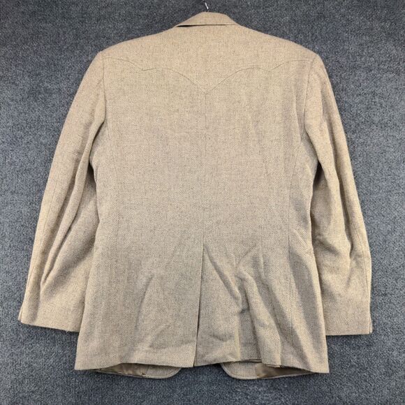 Circle S Men's Blazer Suit Jacket 38R Long Sleeve Tan Single Breasted Lined - Picture 6 of 14